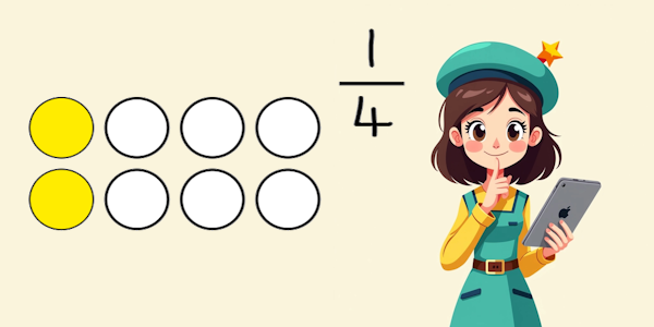 A game where students color parts of shapes according to fractions to complete a mural, with difficulty levels for Year 1 and Year 2.