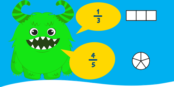 Fraction Monsters - Color the correct fraction of circles or bars.